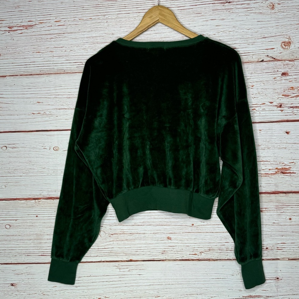 NWT Suzie Suzi Kondi Front Pleat Velour Sweatshirt in Bottle Green Sz XS - Picture 4 of 11